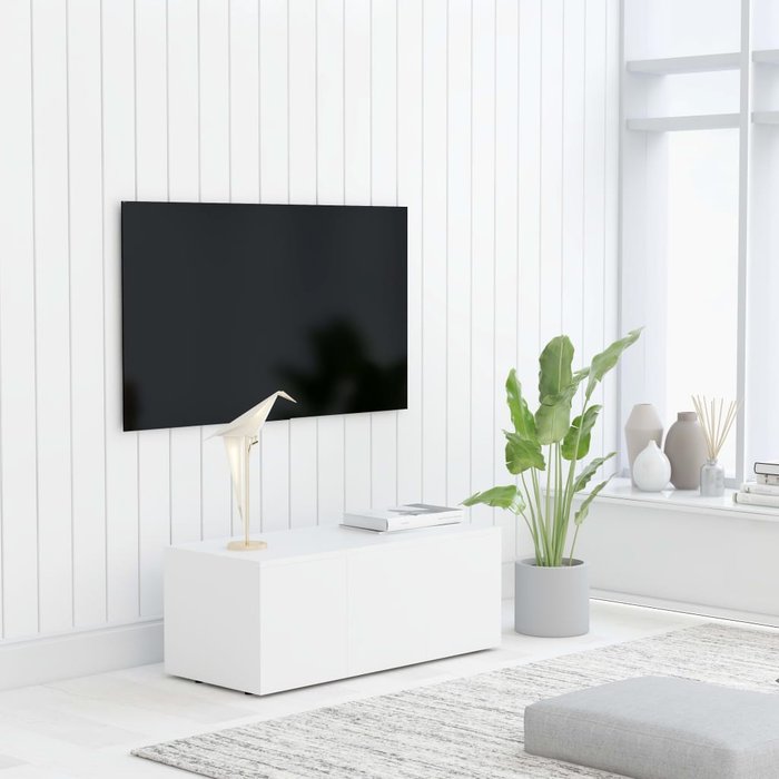 Mueble de tv blanco 80x34x30 cm madera de ingeniería