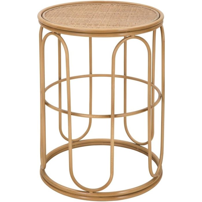 Mesa baja redonda de metal y ratán 55x40x40cm samui