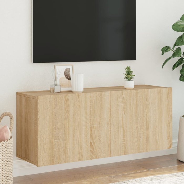 Mueble de tv de pared de roble sonoma, 100x30x41 cm