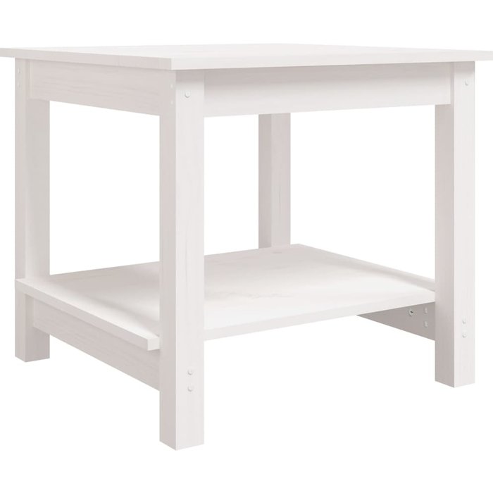 Mesa de centro de pino macizo en color blanco 50x50x45 cm - comfortxl