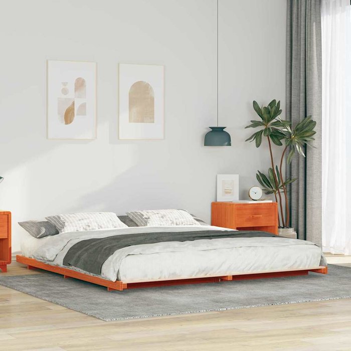 Estructura de cama marrón cera 200 x 200 cm vidaxl