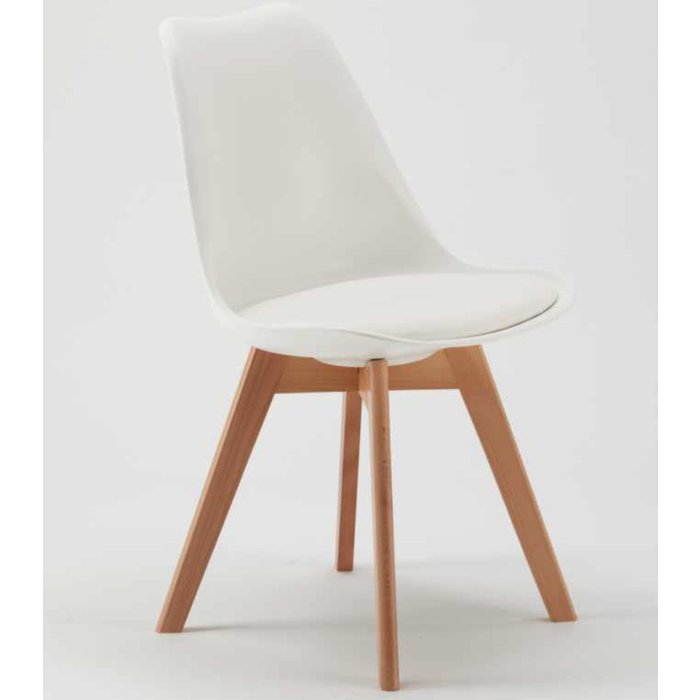 Silla natural y blanca con cojín de piel sintética anko - juego de 2