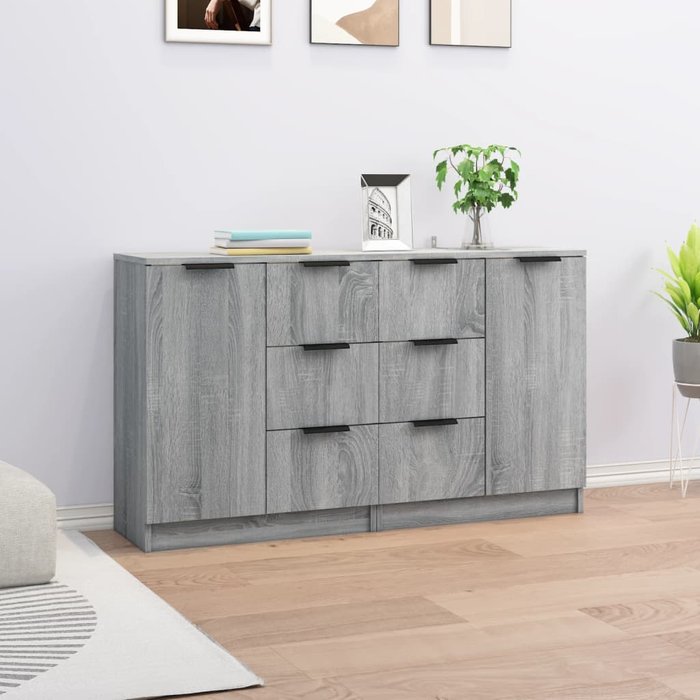 Vidaxl aparadores 2 uds madera contrachapada gris sonoma 60x30x70 cm