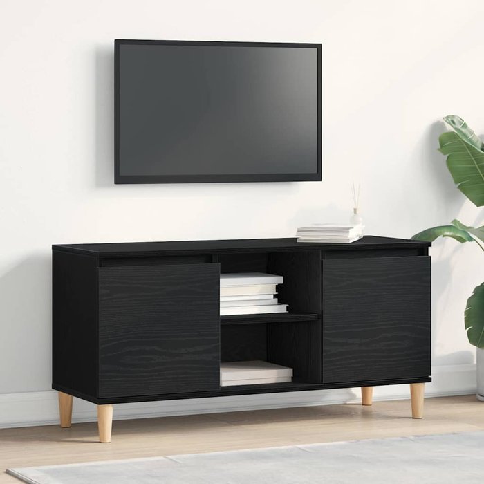 Mueble de tv, roble negro, 102 x 35 x 50 cm, madera de ingeniería