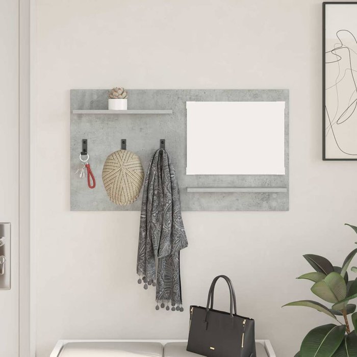 Perchero de pared con estante, color gris hormigón, 90 x 10 x 50 cm
