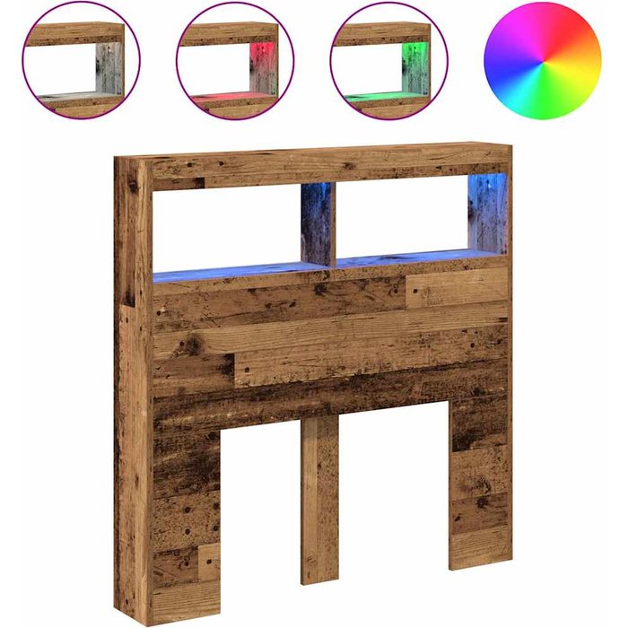 Cabecero de cama con led madera vieja 100x17x102 cm cfw3506457