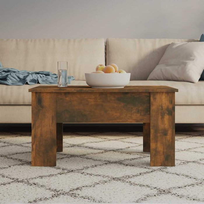Mesa de centro, roble ahumado, 79x49x41 cm, madera de ingeniería. - pangivo