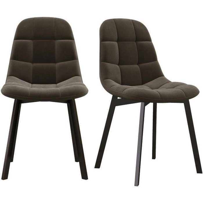 Silla terciopelo marrón y metal negro (x2)