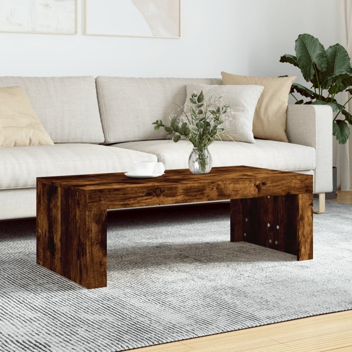 Mesa de centro madera de ingeniería roble ahumado 102x50x36 cm - comfortxl