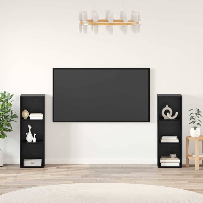 Conjunto de mueble de tv de 2 piezas, roble negro, 107 x 35 x 37 cm