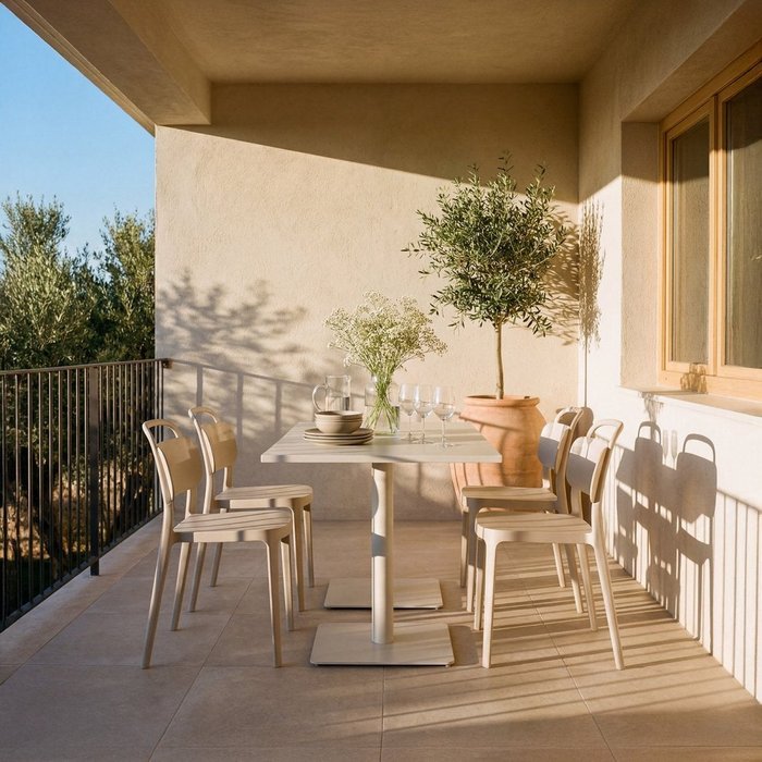 Packs 4 sillas polipropileno beige 47 x 78 cm