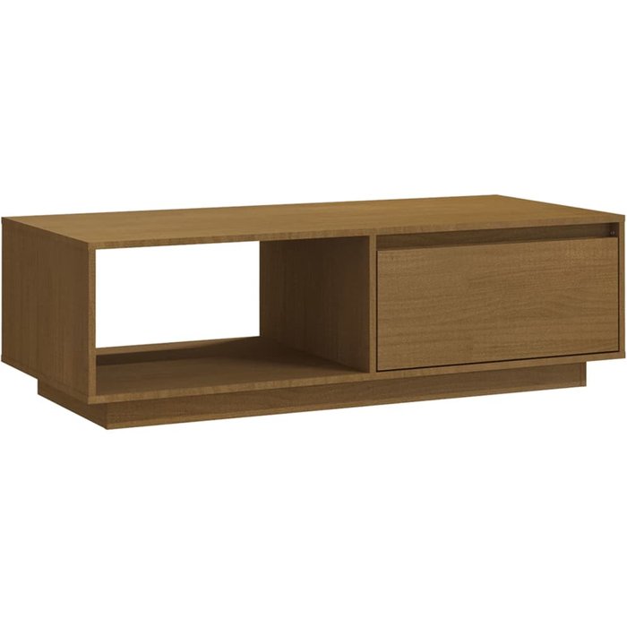 Mesa de centro de madera maciza pino marrón miel 110x50x33,5 cm