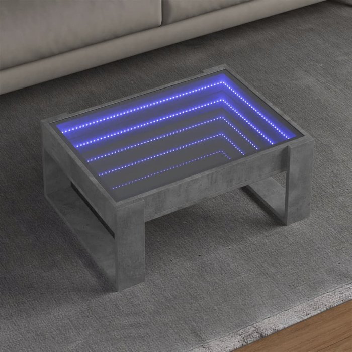 Mesa de centro con led infinity gris hormigón 70x53x30 cm