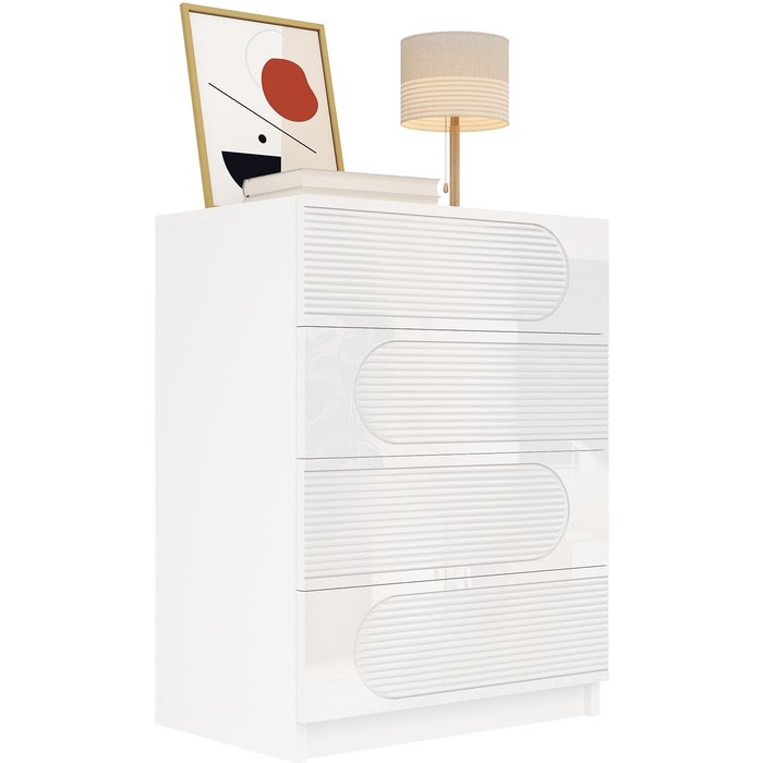 Cómoda con 4 cajones - 60 x 38,5 x 80 cm - tablero de partículas + mdf - blanco