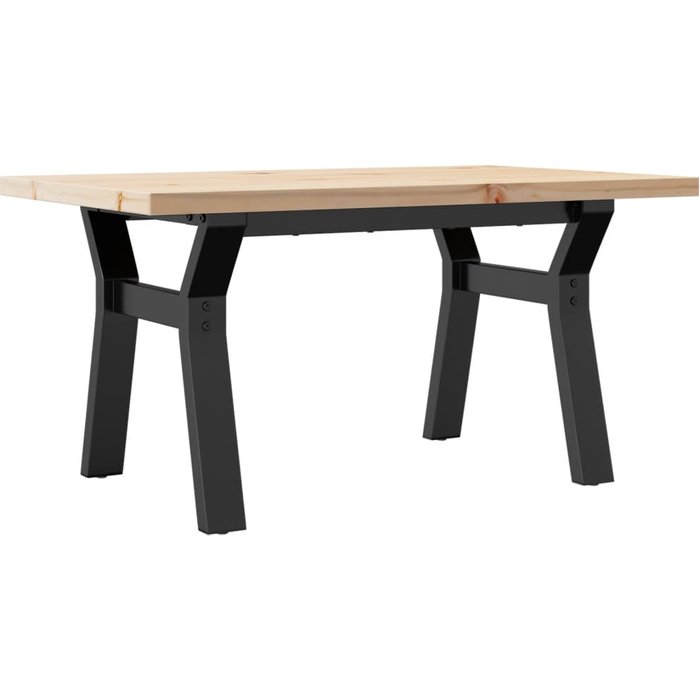 Mesa de centro marco y madera maciza pino y acero 80x50x40,5 cm - comfortxl