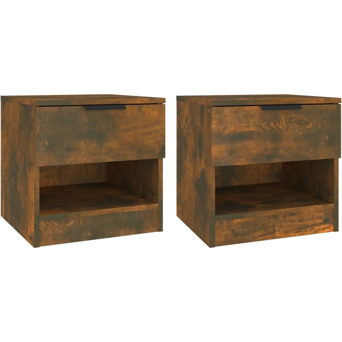 Mesitas de noche 2 piezas roble ahumado madera contrachapada