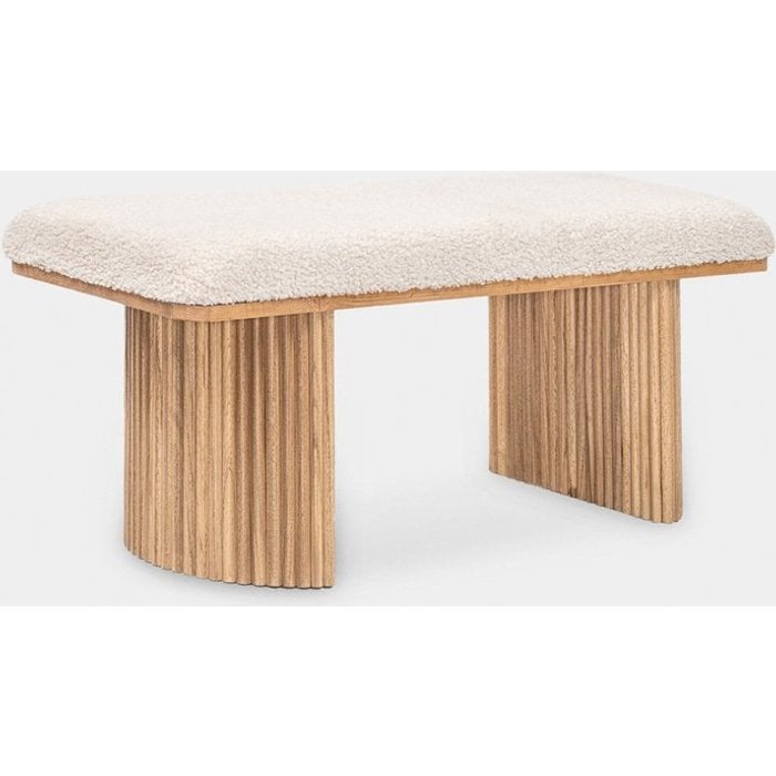 Pie de cama de borreguito blanco 100x45 cm