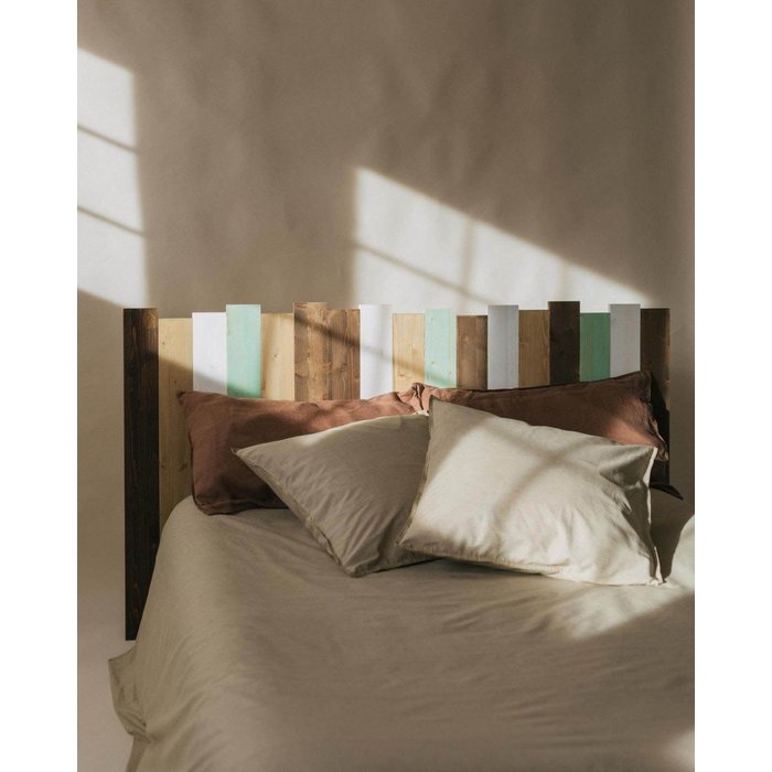 Dakari cabecero de cama de madera en color étnico para cama de 135 cm hannun