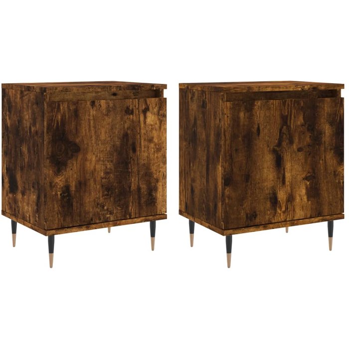 Mesitas de noche 2 piezas roble ahumado 40x30x50 cm madera contrachapada