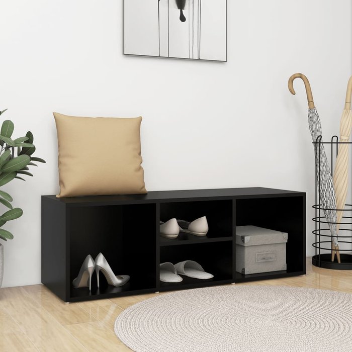 Maison exclusive - banco zapatero de madera contrachapada negro 105x35x35 cm