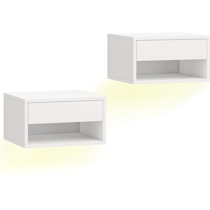 Mesitas de noche homcom melamina de madera blanco 37x32x21 cm 83d-102v00wt
