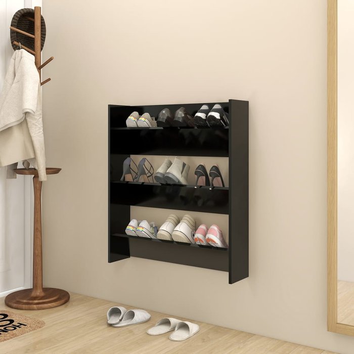 Zapatero de pared aglomerado negro 80x18x90 cm