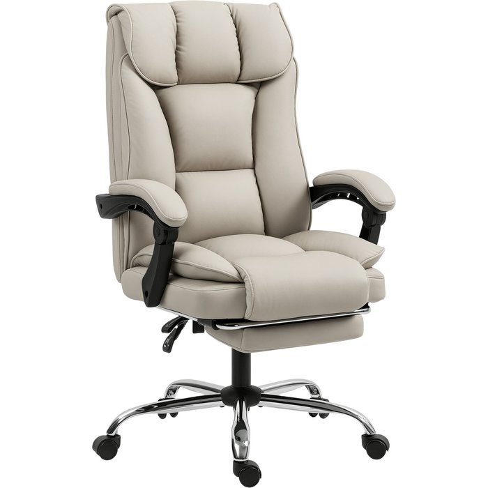 Silla de escritorio homcom cuero sintético caqui 66x72x121 cm 921-933v00kk