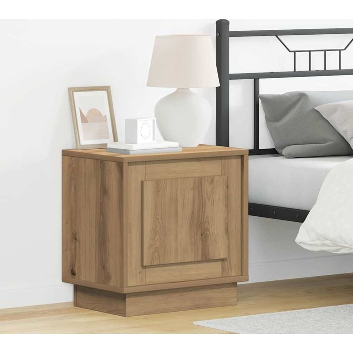 Mesilla de noche, roble artesanal, 44 x 34,5 x 45 cm