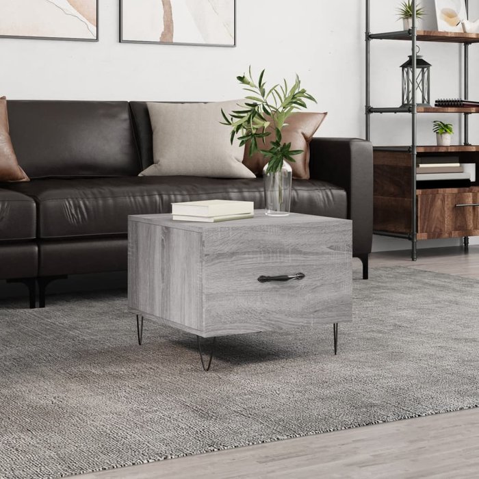 Mesa de centro madera contrachapada gris sonoma 50x50x40 cm - comfortxl