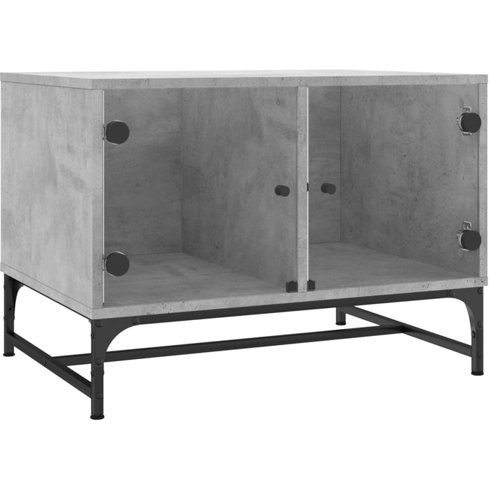 Mesa de centro puertas de vidrio gris hormigón 68,5x50x50 cm - comfortxl