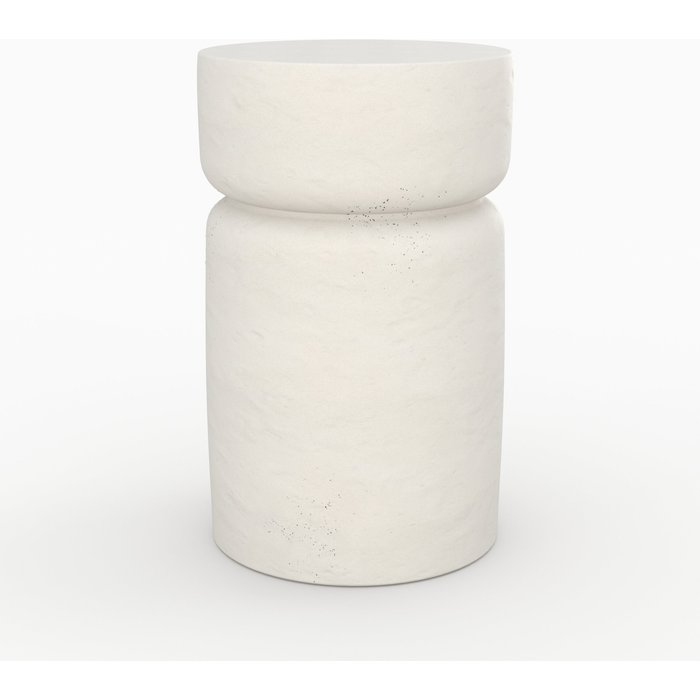 Mesa auxiliar redonda blanca de fibra de arcilla efecto cemento d30 cm - tahiti