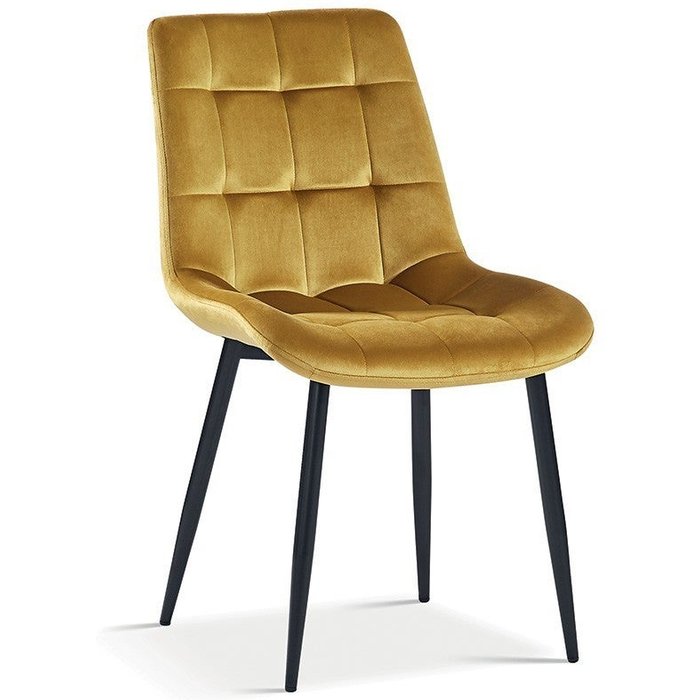 Silla diseño kali – terciopelo dorado y patas de metal