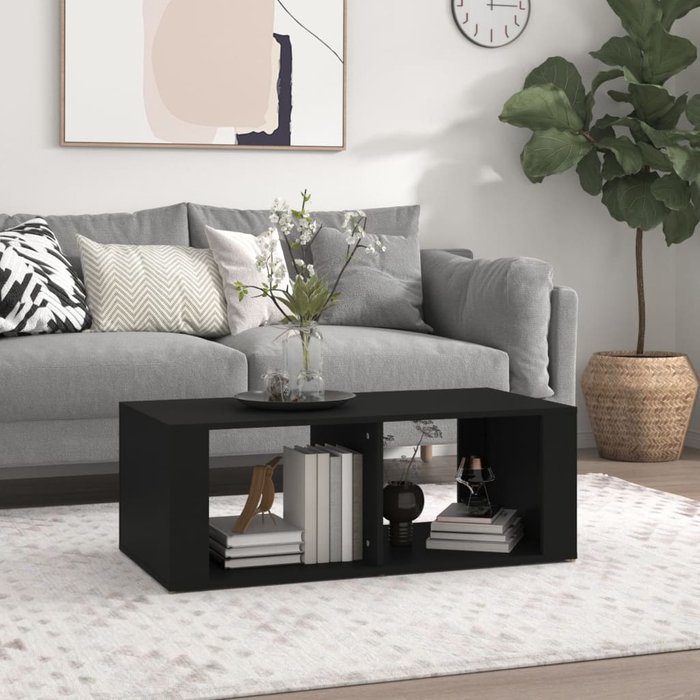 Mesa de centro negra, 100x50x36 cm, madera de ingeniería.