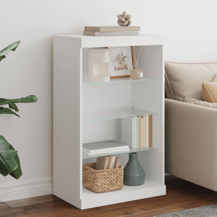 Vidaxl aparador con luces led blanco 60,5x37x100 cm