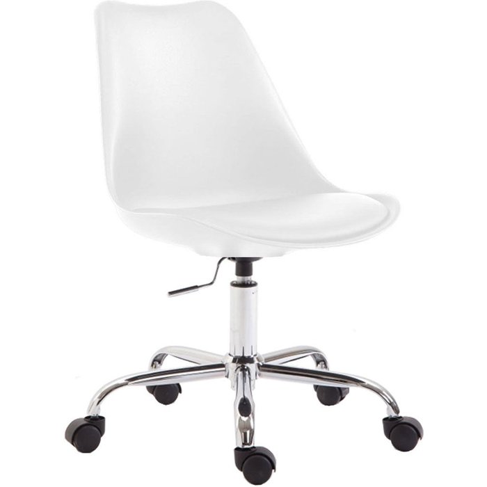 Silla de oficina taburete con ruedas altura regulable color blanco tabo10028