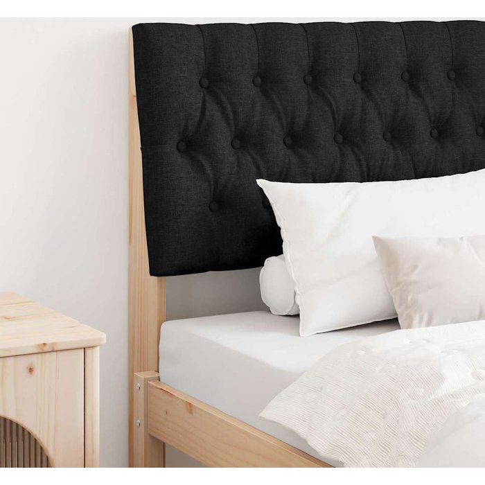 Cabecero tapizado negro 90 cm madera de pino macizo