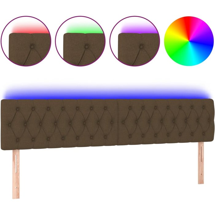 Cabecero cama - mueble cabecero con led de tela marrón oscuro 180x7x78/88 cm
