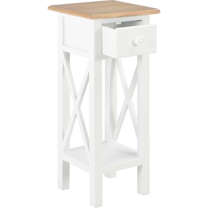 Mesa auxiliar de madera blanca 27x27x65,5 cm - comfortxl
