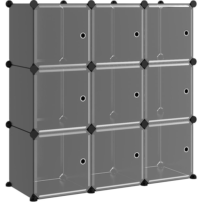 Estante cúbico de 9 compartimentos con puertas de pp negras - comfortxl