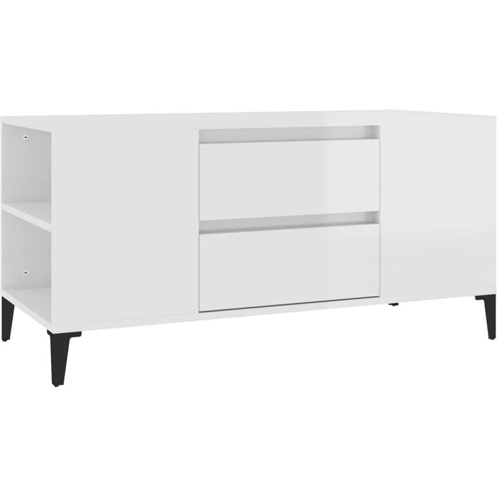Mueble tv blanco brillo 102x44,5x50 cm madera contrachapada