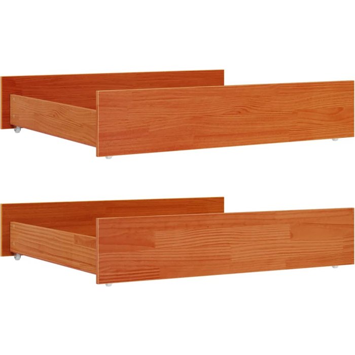 Cajones de cama 2 uds madera maciza de pino marrón cera cfw91511