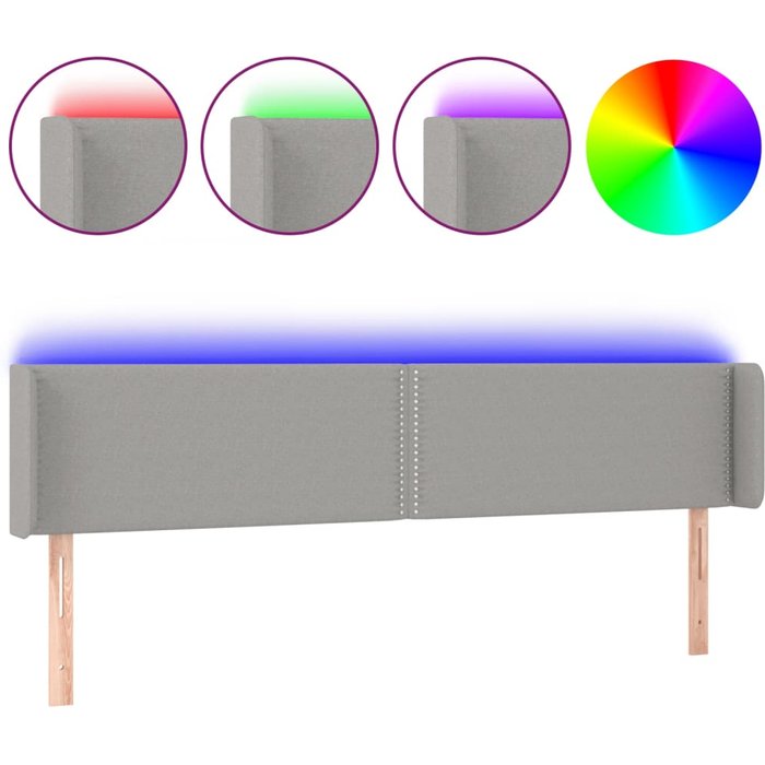 Cabecero con tela gris claro led 203x16x78/88 cm - comfortxl