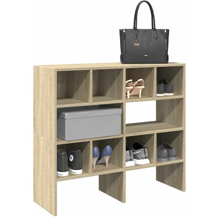 Zapateros 2 uds apilables roble sonoma 89,5x30x40 cm vidaxl