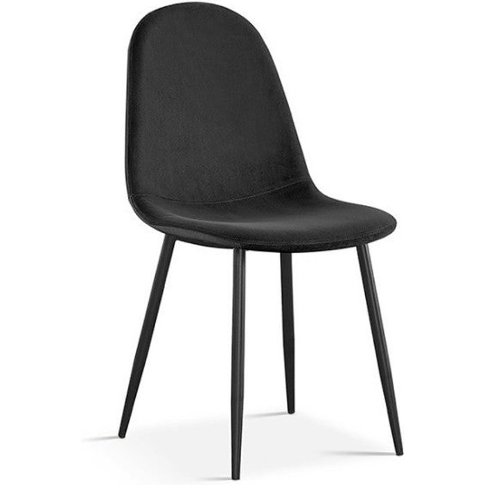 Silla boï – terciopelo negro – patas de metal negro – diseño moderno