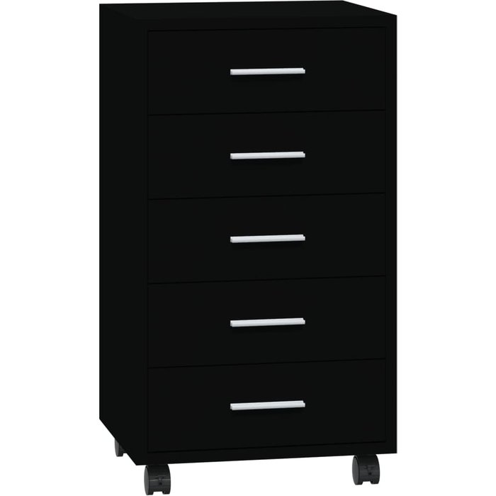 Mueble de almacenaje | cajonera con ruedas madera contrachapada negro cfw914640