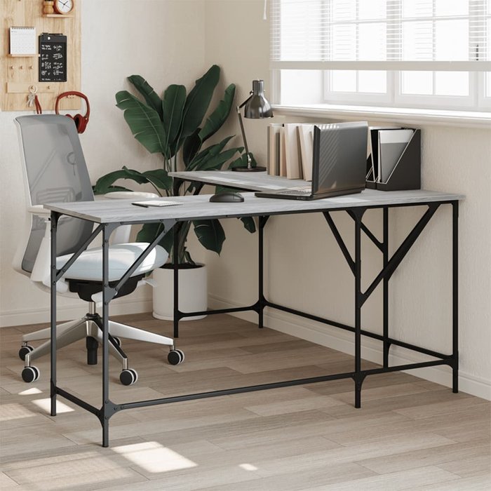 Escritorio sonoma gris 149x149x75 cm madera contrachapada