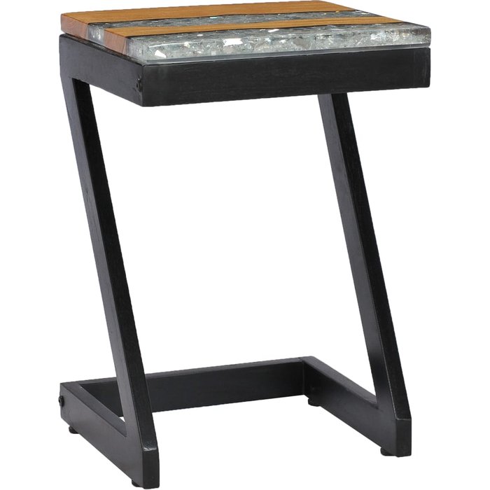 Mesa de centro de teca maciza y poliresina 30x30x50 cm - comfortxl