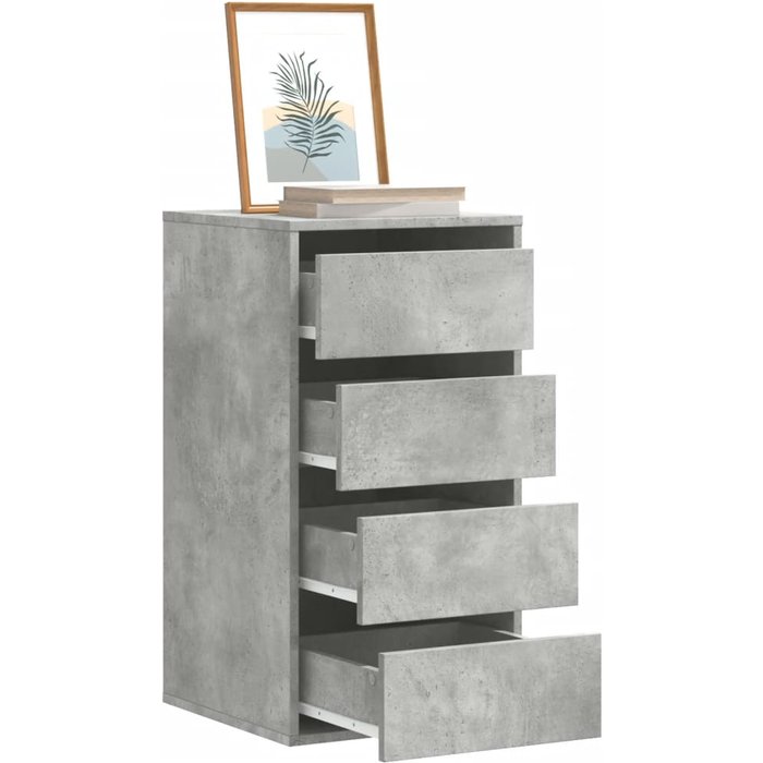 Cómoda de esquina gris hormigón 40x41x76 cm de madera contrachapada