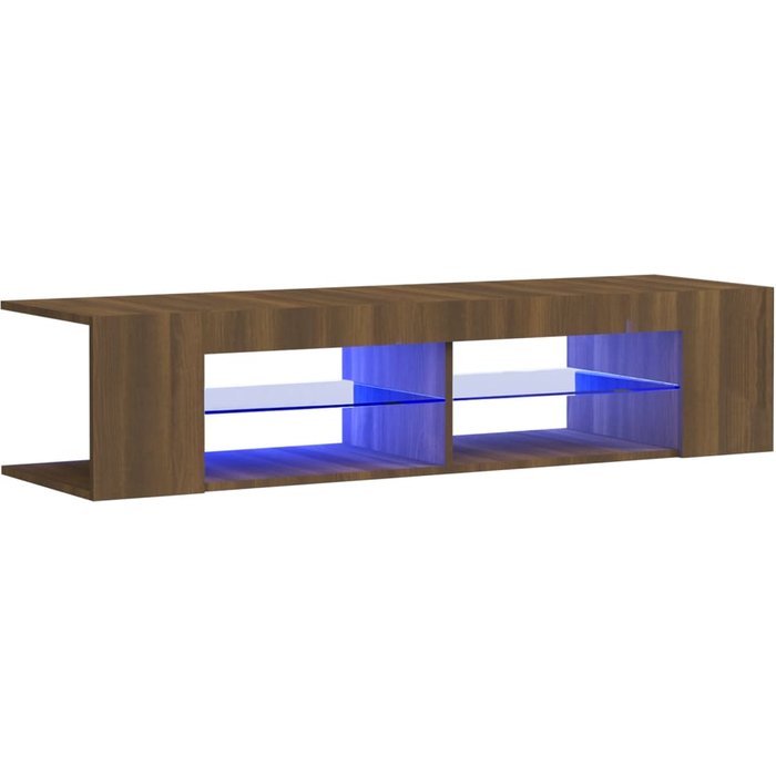 Mueble tv con luces led roble marrón 135x39x30 cm