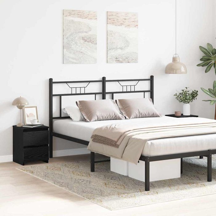 Mesita de noche con cajón, 2 piezas, roble negro, 30 x 30 x 40 cm